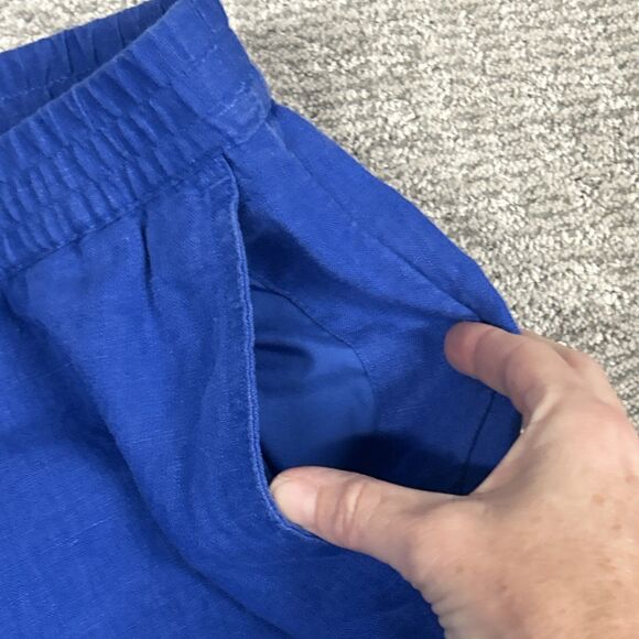 J Jill Love Linen Pants Womens XL Royal Blue Summer Beach Stretch Pockets Ankle - Picture 4 of 5